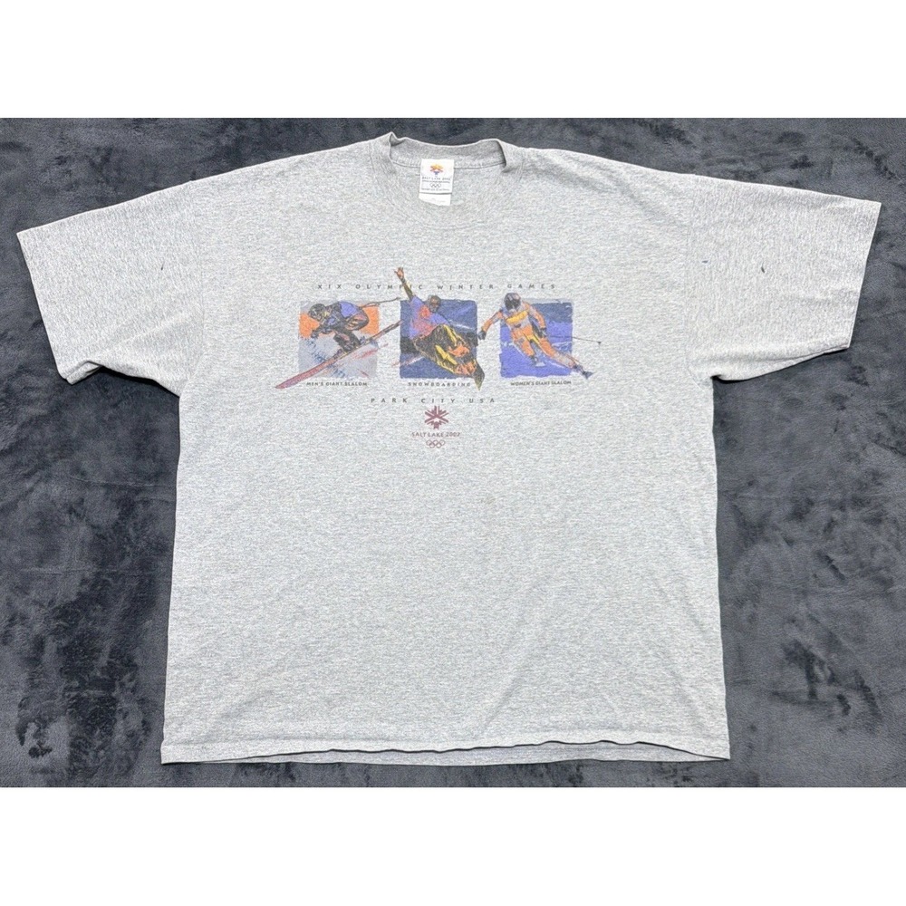 Vintage 2002 Olympic Winter Games T-Shirt. Salt Lake Park City, Gray Sz. XXL.